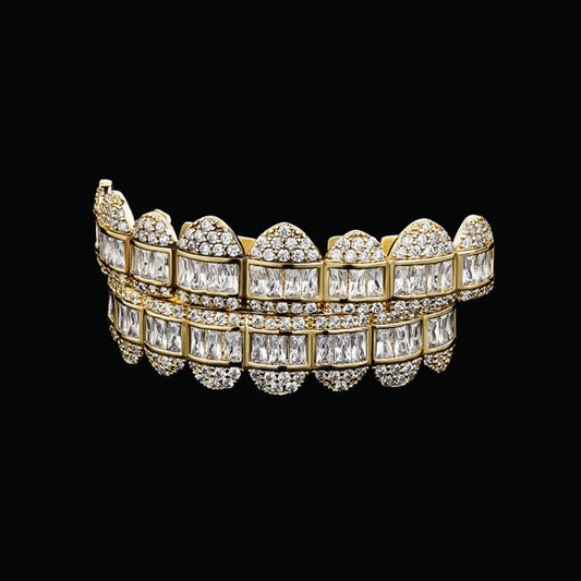 Baguette Paved Setting Iced Out Grillz