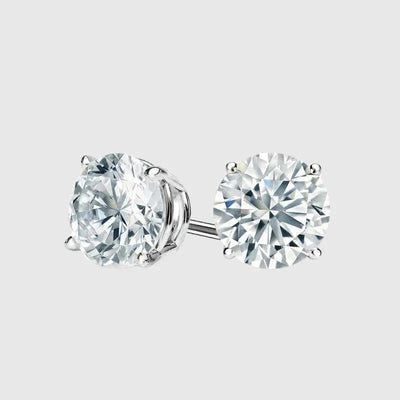 ROUND STUD EARRINGS 5MM - White Gold Vermeil