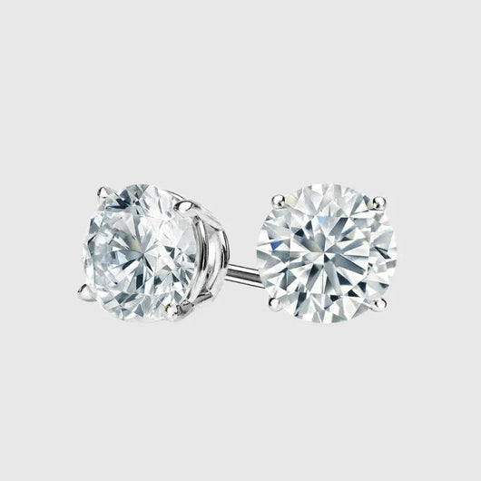 ROUND STUD EARRINGS 5MM - White Gold Vermeil