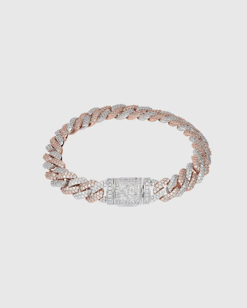 14mm Diamond Prong Link Bracelet - 2 Tone