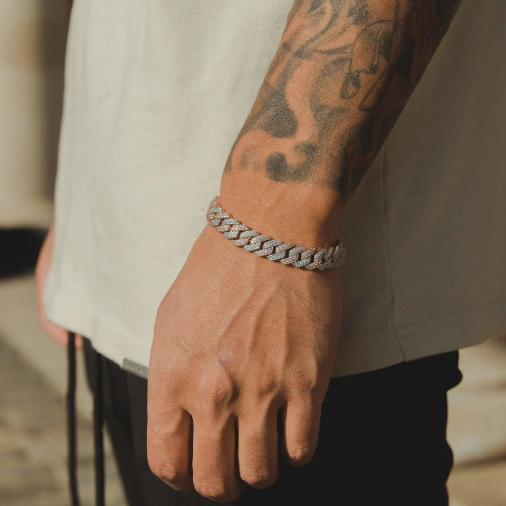 14mm Diamond Prong Link Bracelet - 2 Tone