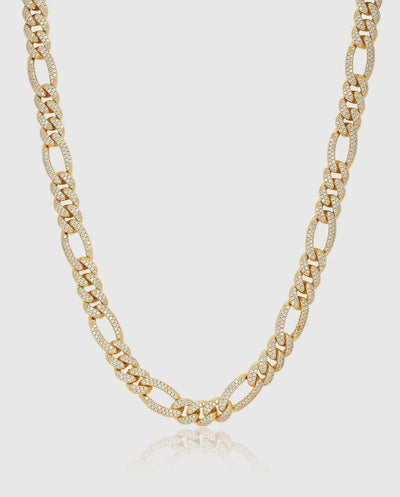 10mm Iced Figaro Chain