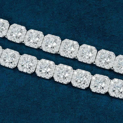 10MM Moissanite Cluster Tennis chain - Gold Vermeil