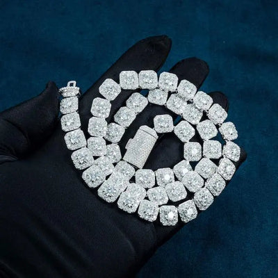 10MM Moissanite Cluster Tennis chain - Gold Vermeil