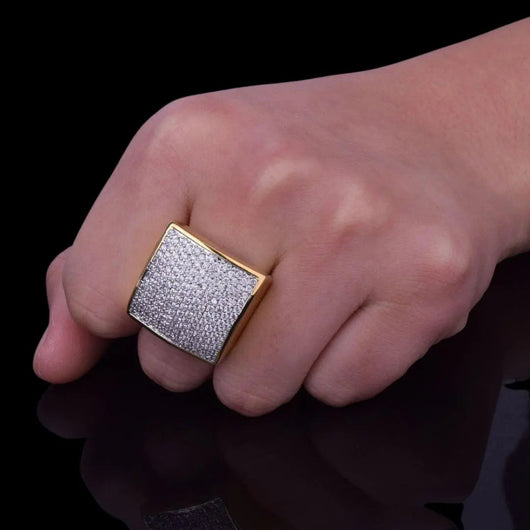 Oval Square Iced Out Ring