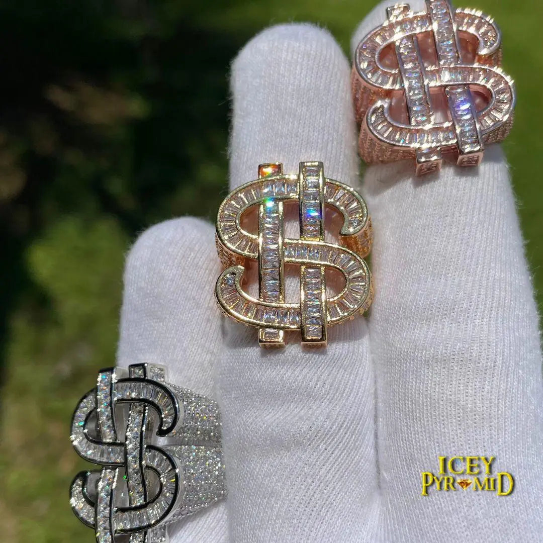Dollar Sign Iced Out Ring