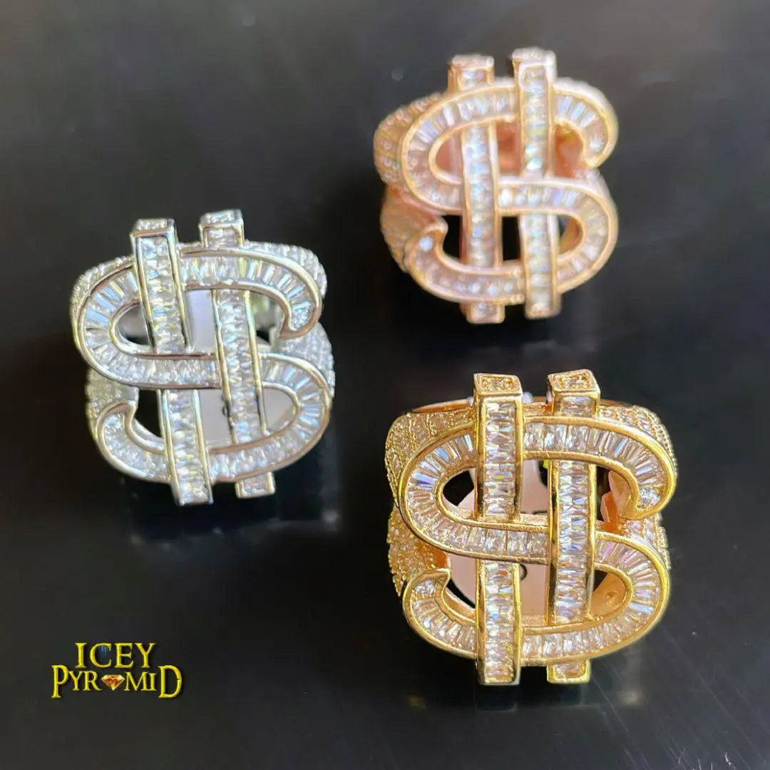 Dollar Sign Iced Out Ring