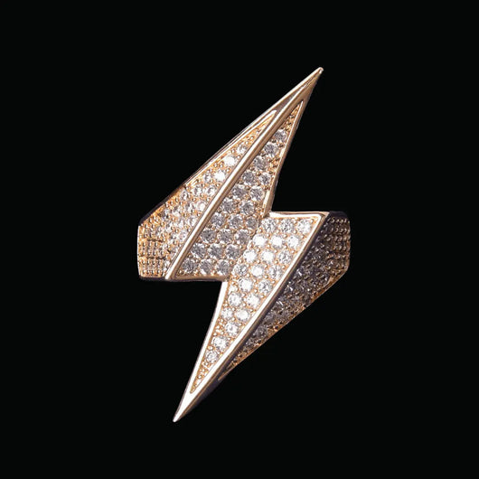 Lightning Sign Iced Out Ring