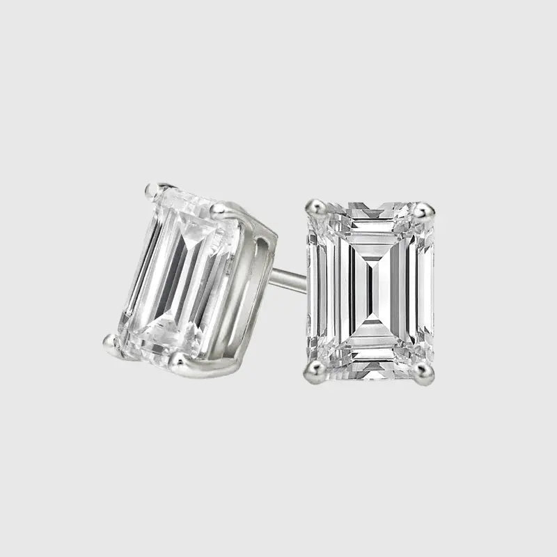 BAGUETTE STUD EARRINGS 1.2 CTW - White Gold Vermeil