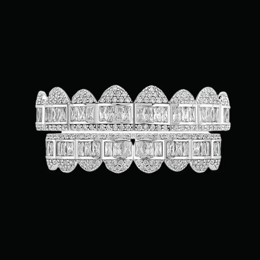 Baguette Paved Setting Iced Out Grillz