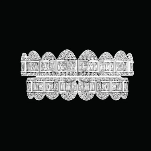 Baguette Paved Setting Iced Out Grillz
