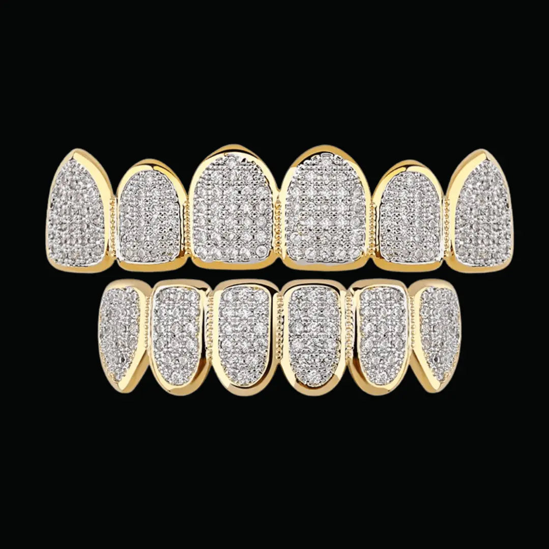 6 Top and Bottom Iced Out Grillz