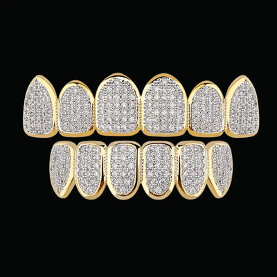 6 Top and Bottom Iced Out Grillz