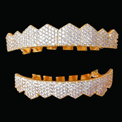 8 Teeth Fang Mouth Iced Out Grillz