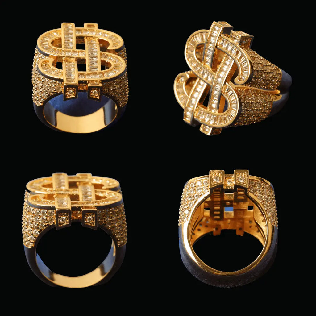 Dollar Sign Iced Out Ring