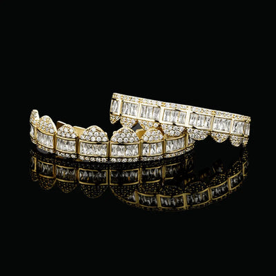 Baguette Paved Setting Iced Out Grillz