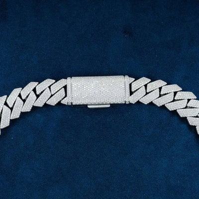 20MM Moissanite Prong Cuban Link Chain - Gold Vermeil