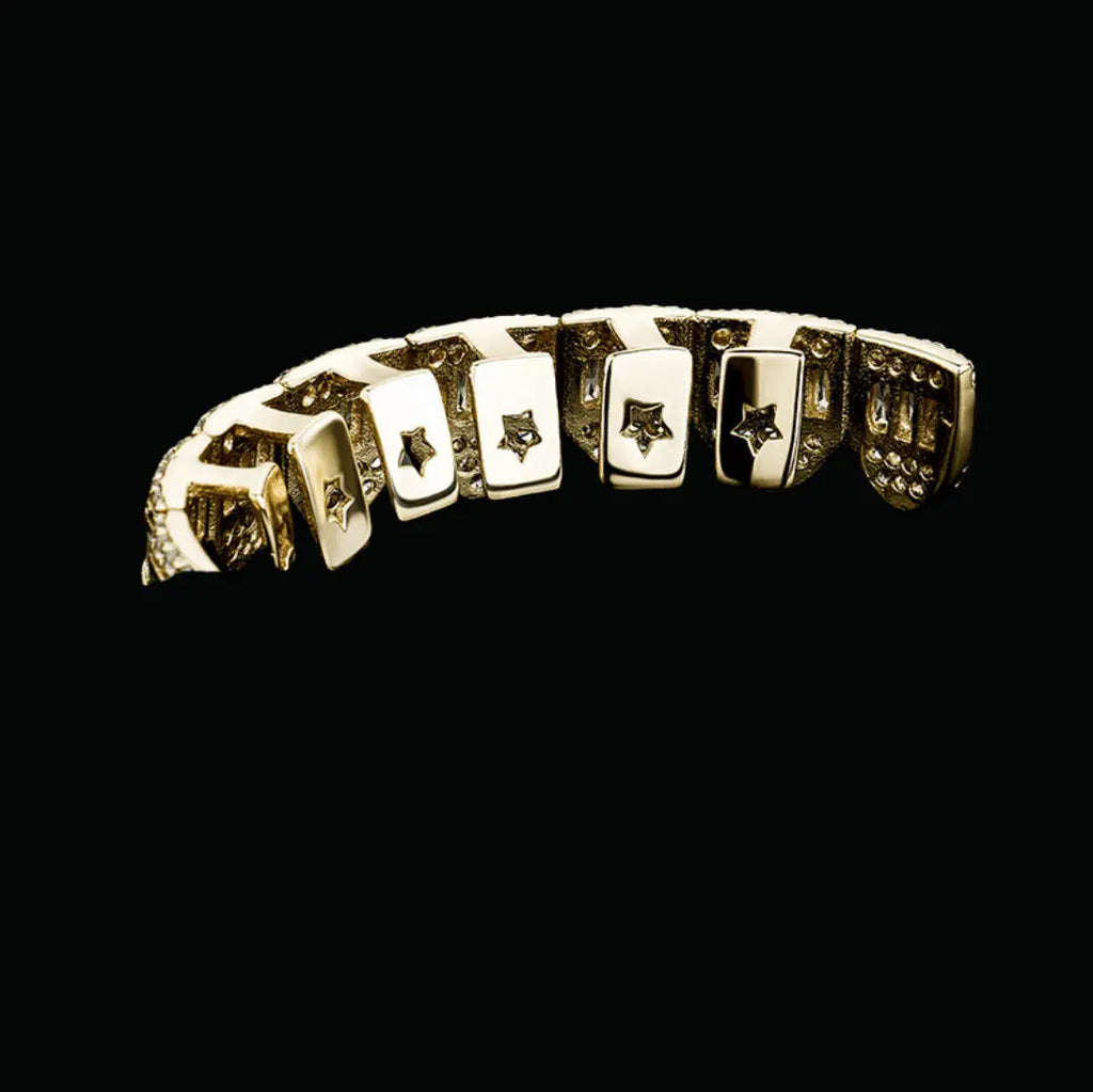 Baguette Paved Setting Iced Out Grillz