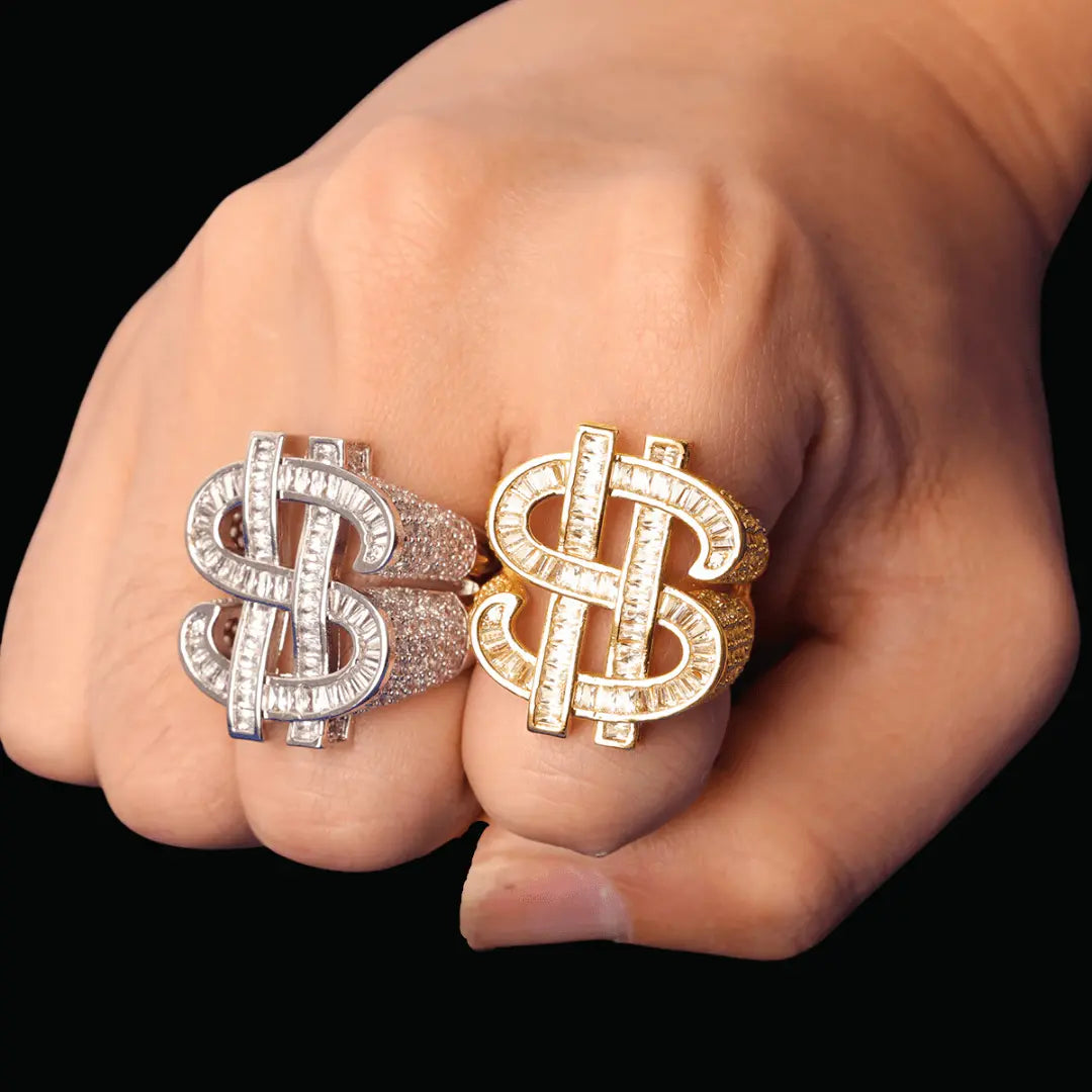 Dollar Sign Iced Out Ring