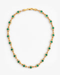 9mm Green Centre Stone Link Chain - Gold