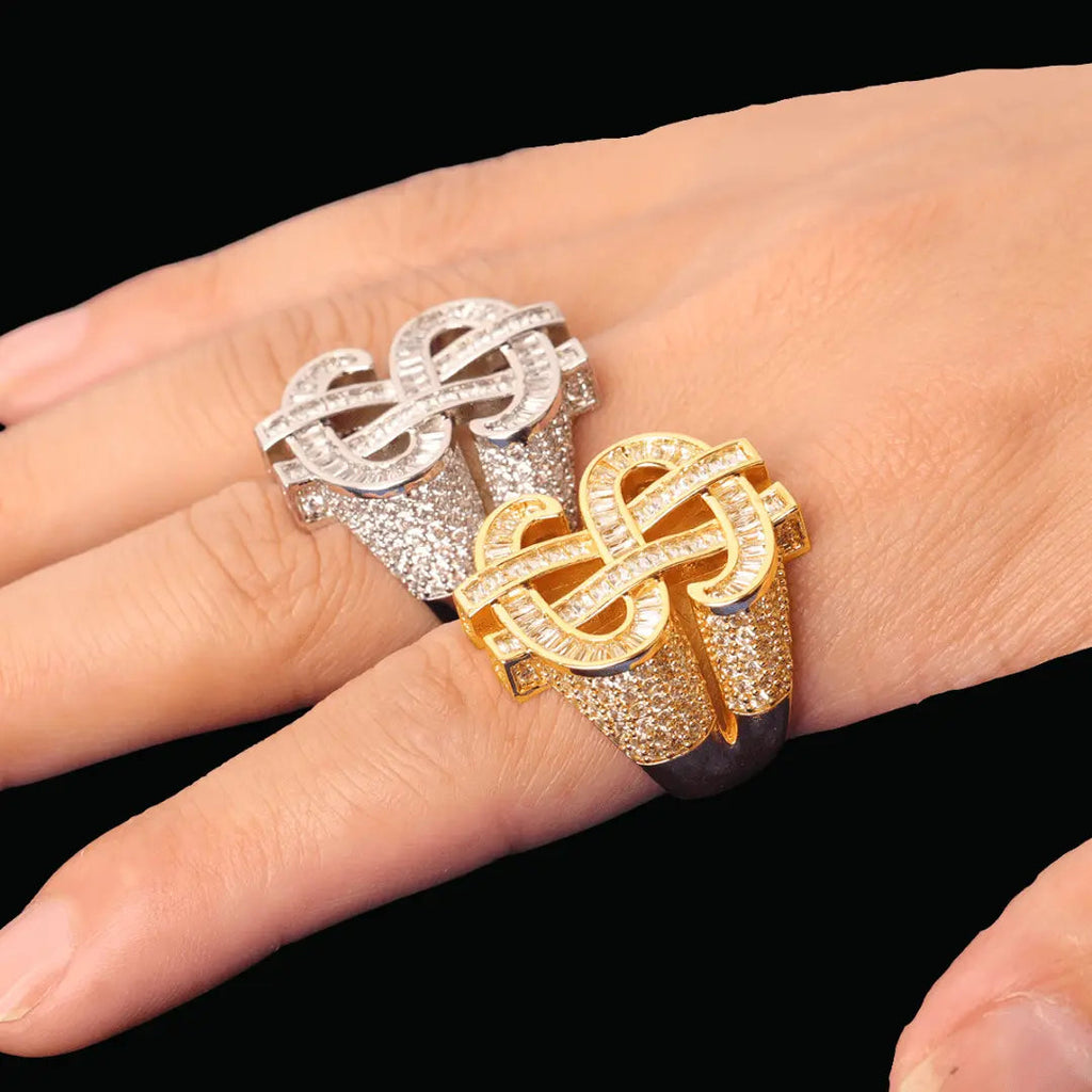 Dollar Sign Iced Out Ring