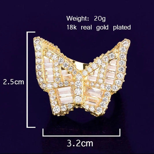 Butterfly Edition Baguette Tennis Iced Out Ring