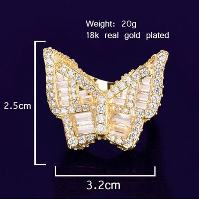 Butterfly Edition Baguette Tennis Iced Out Ring