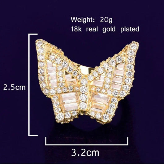 Butterfly Edition Baguette Tennis Iced Out Ring
