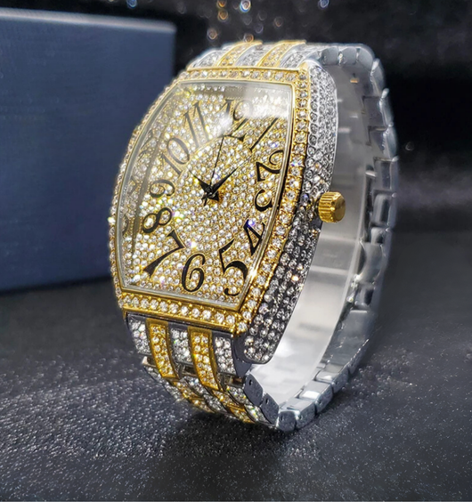 Navette Gold Iced Out Watch