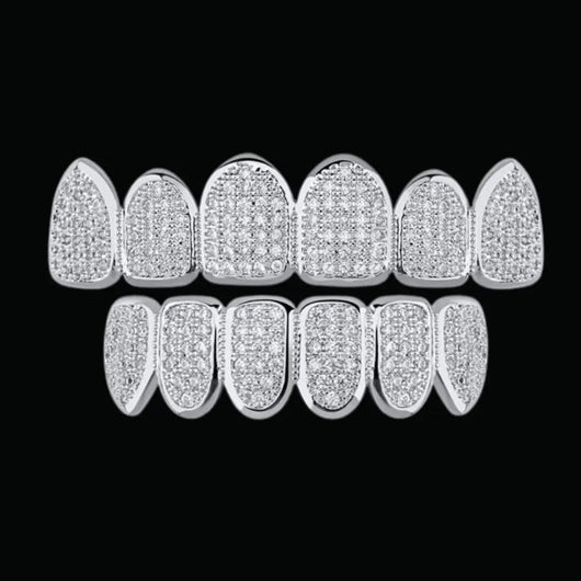 6 Top and Bottom Iced Out Grillz