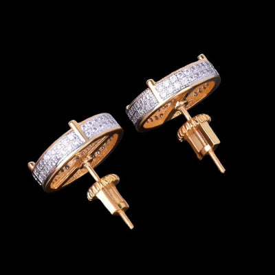 14MM Round Screw Back Iced Out Stud Earrings