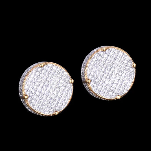 14MM Round Screw Back Iced Out Stud Earrings