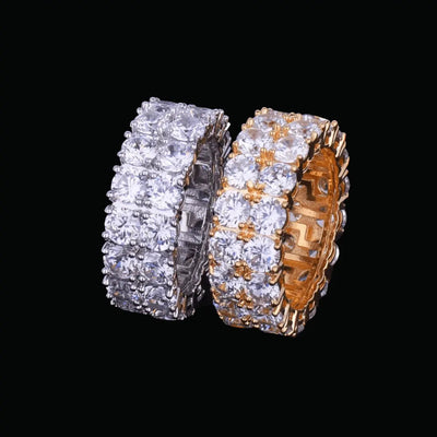 Tennis Two Rows Solitaire Iced Out Ring