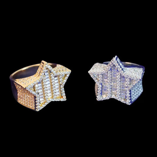 Star Iced Out Diamond Ring