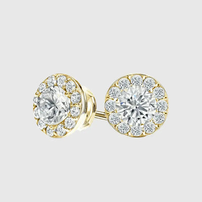 HALO STUD EARRINGS 2.4CTW - Gold Vermeil