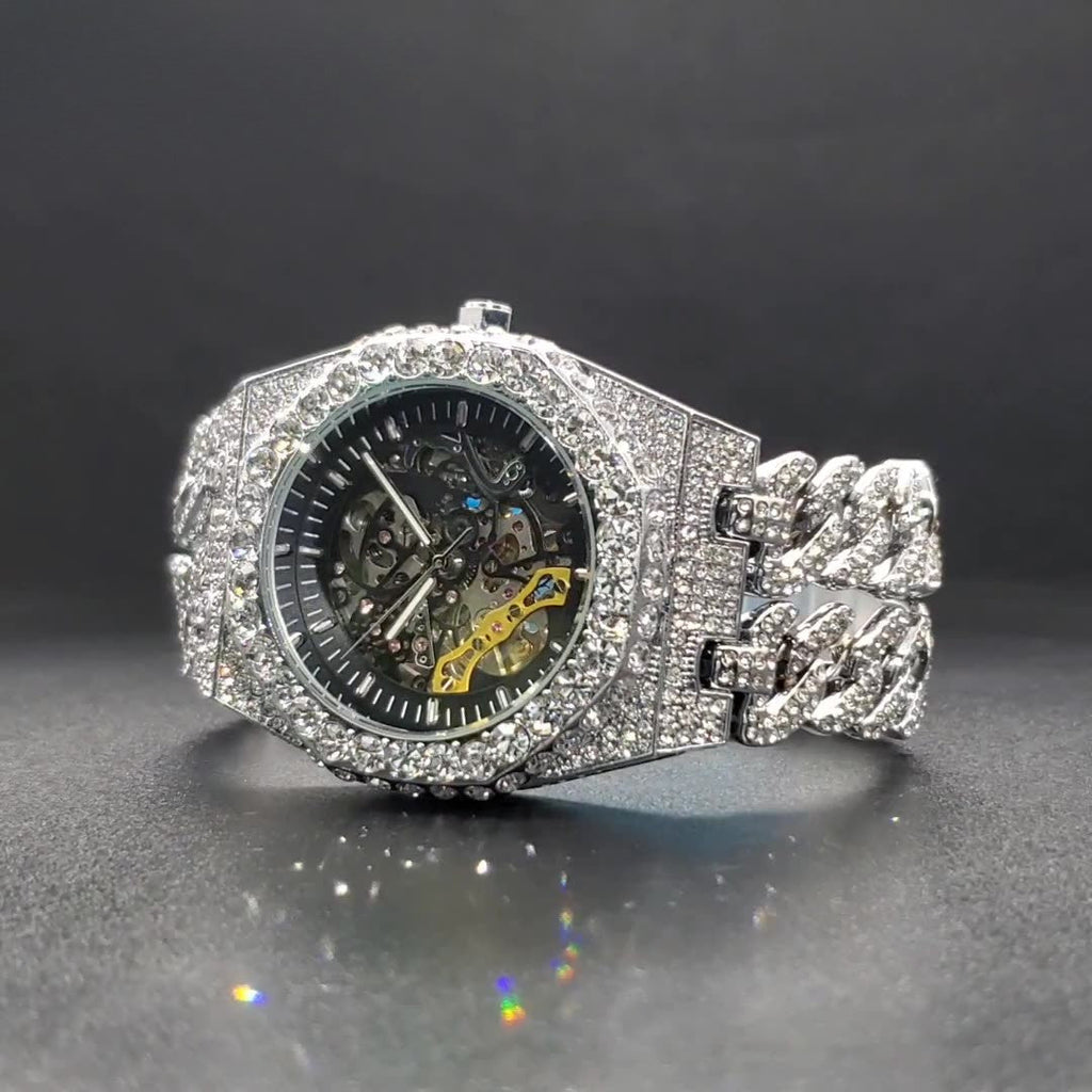 Versace Skeleton Iced Out Watch