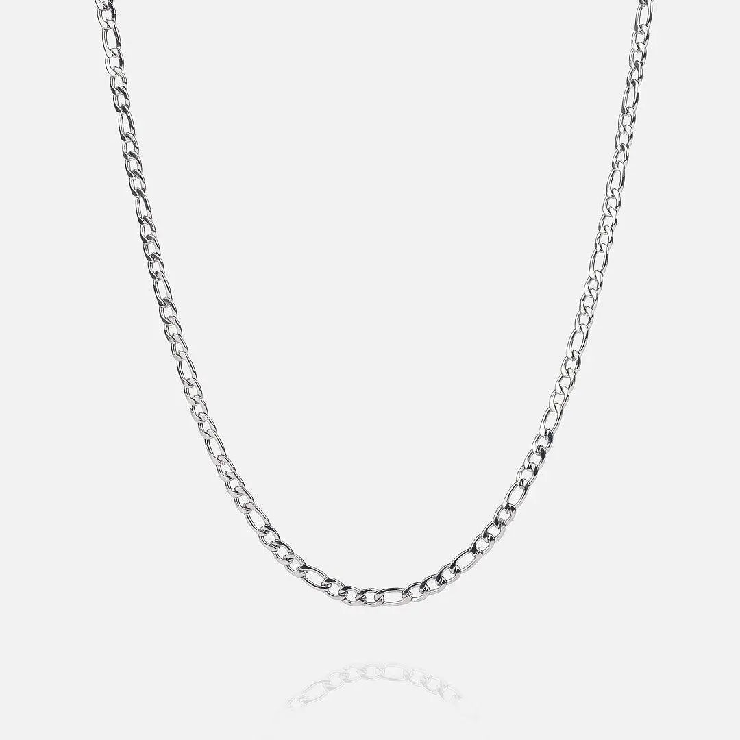 3mm Figaro Chain - White Gold