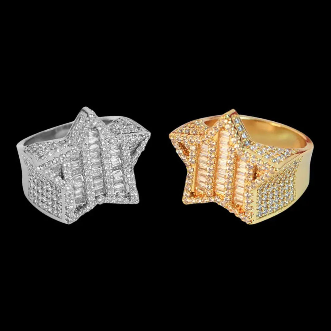Star Iced Out Diamond Ring
