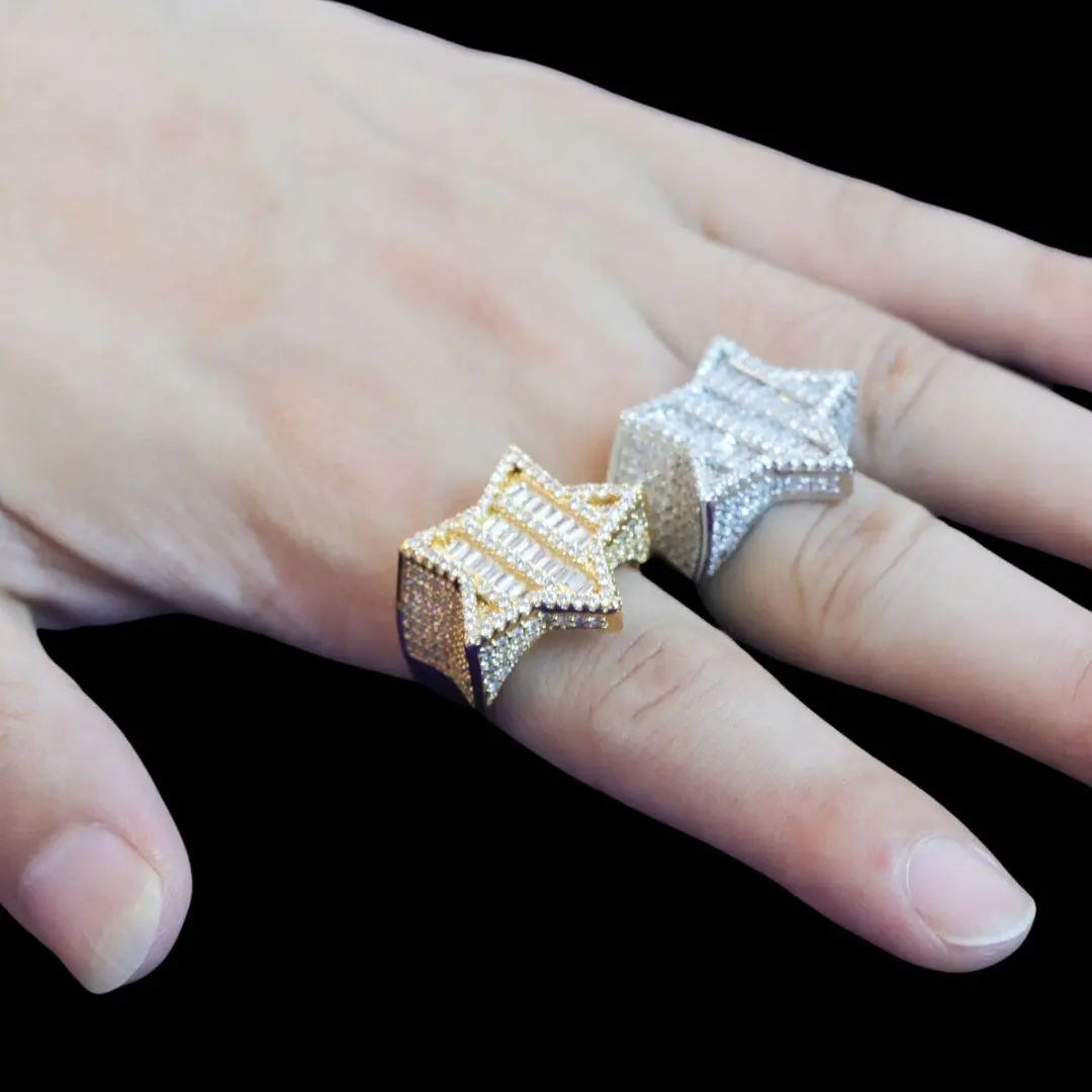 Star Iced Out Diamond Ring