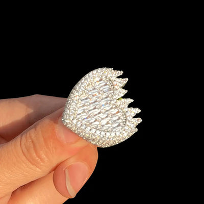 Flamy Heart Iced Out Ring