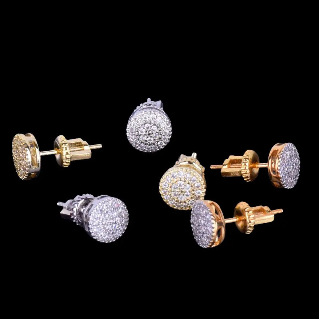 8MM Round Cut Iced Out Stud Earrings