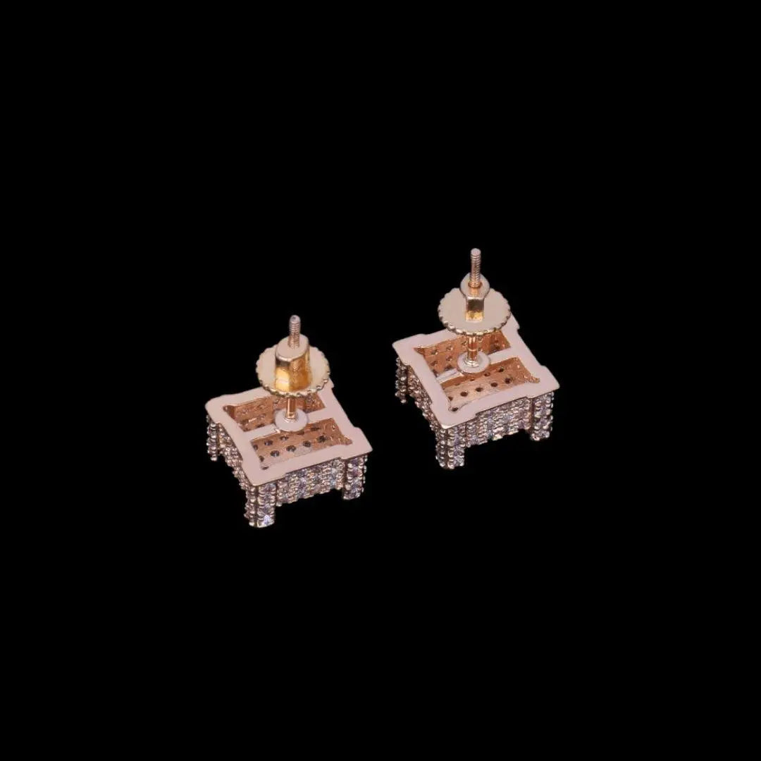 10MM Cursive Tennis Screw Iced Out Stud Earrings