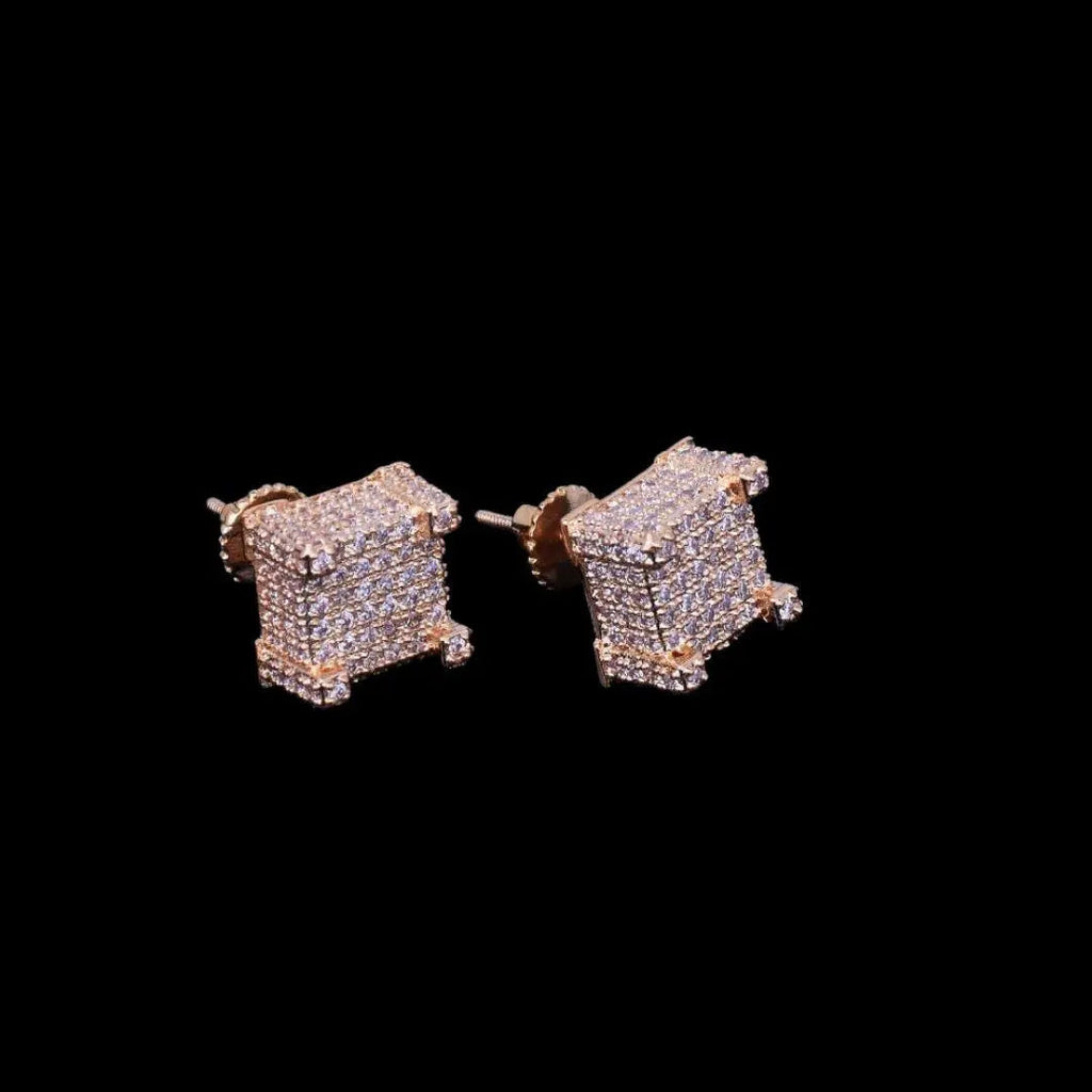 10MM Cursive Tennis Screw Iced Out Stud Earrings
