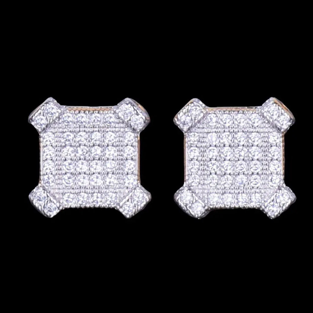 10MM Sapphire Squares Iced Out Stud Earrings