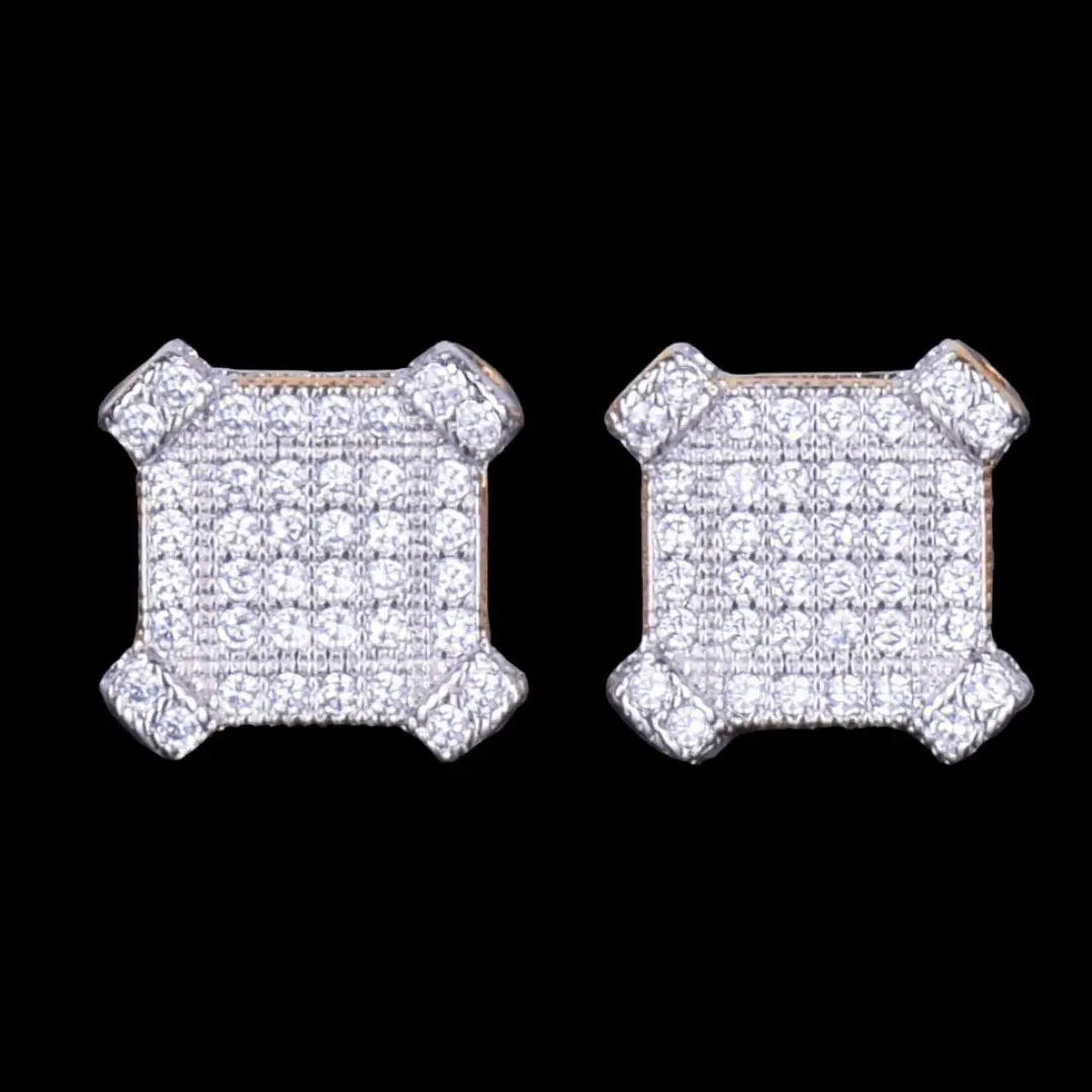 10MM Sapphire Squares Iced Out Stud Earrings