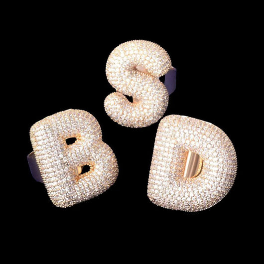 A-Z Initial Custom Letter Iced Out Ring