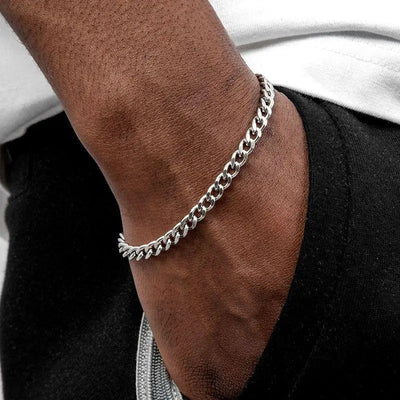 5MM CUBAN LINK BRACELET - White Gold