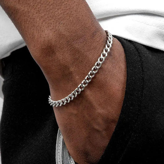 5MM CUBAN LINK BRACELET - White Gold