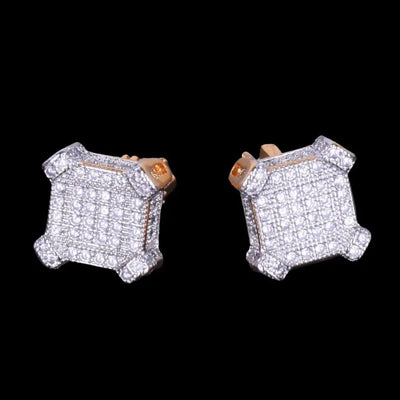 10MM Sapphire Squares Iced Out Stud Earrings