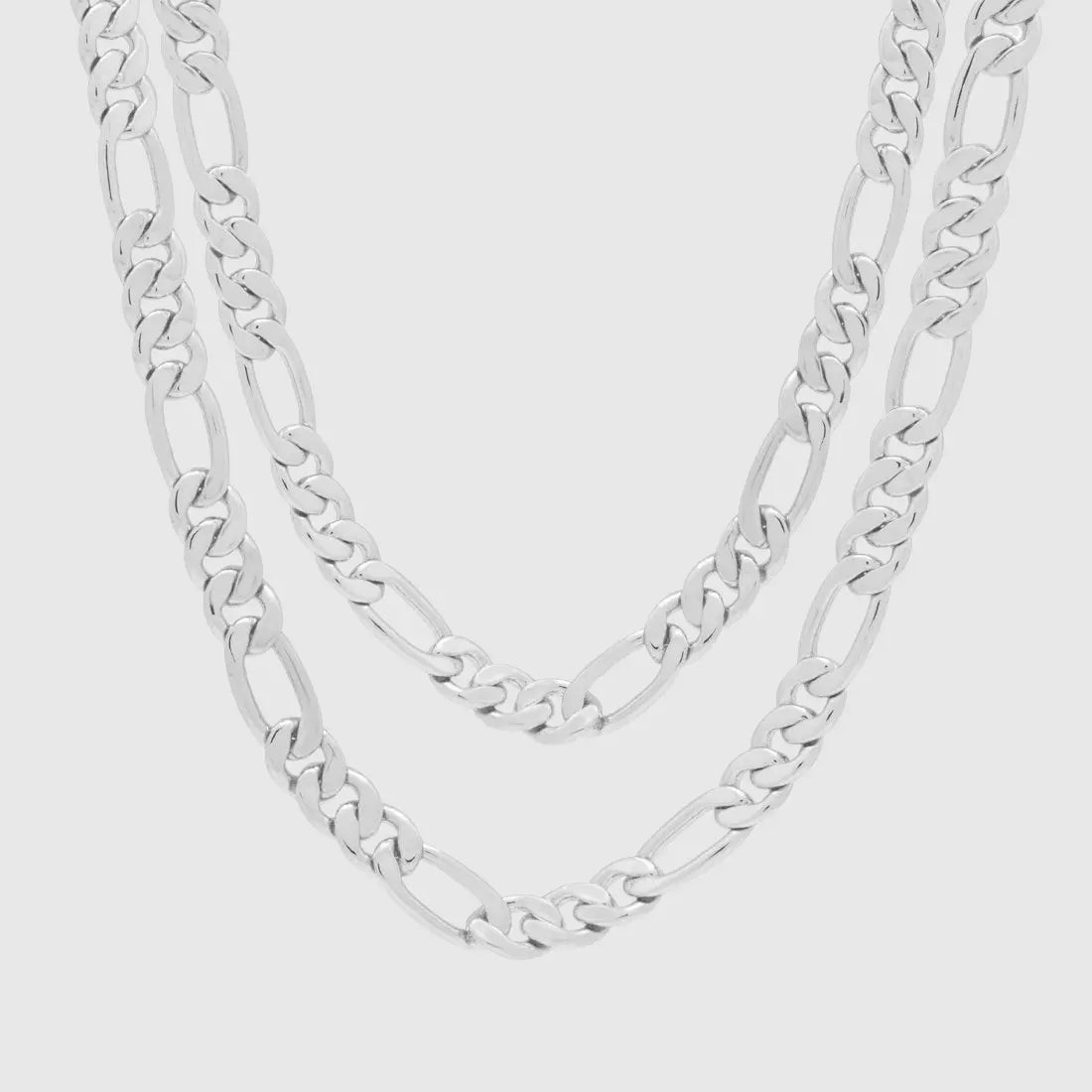 8mm Figaro Chain Choker Set